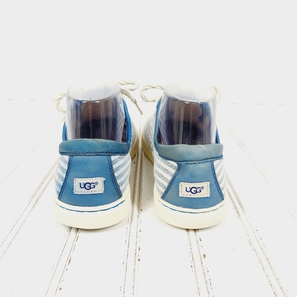 UGG Canvas Blue & White Striped Low Top Lace UP Sneakers F1013 - Picture 4 of 12